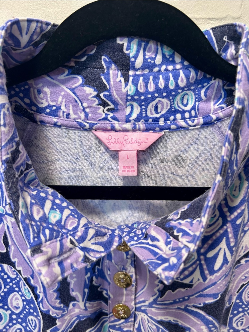 Lilly Pulitzer Coco Safari Captain Popover Long Sleeve Top L UPF 50+ Luxletic - Picture 2 of 8
